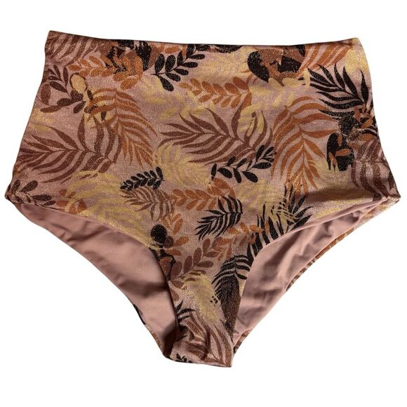 L*Space Neutral Brown 2 Piece Bikini Swimsuit Wilder Top & High Waist Bottom XS - Picture 5 of 13